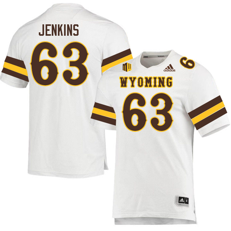 Wyoming Cowboys #63 Braylon Jenkins College Football Jerseys Stitched-White